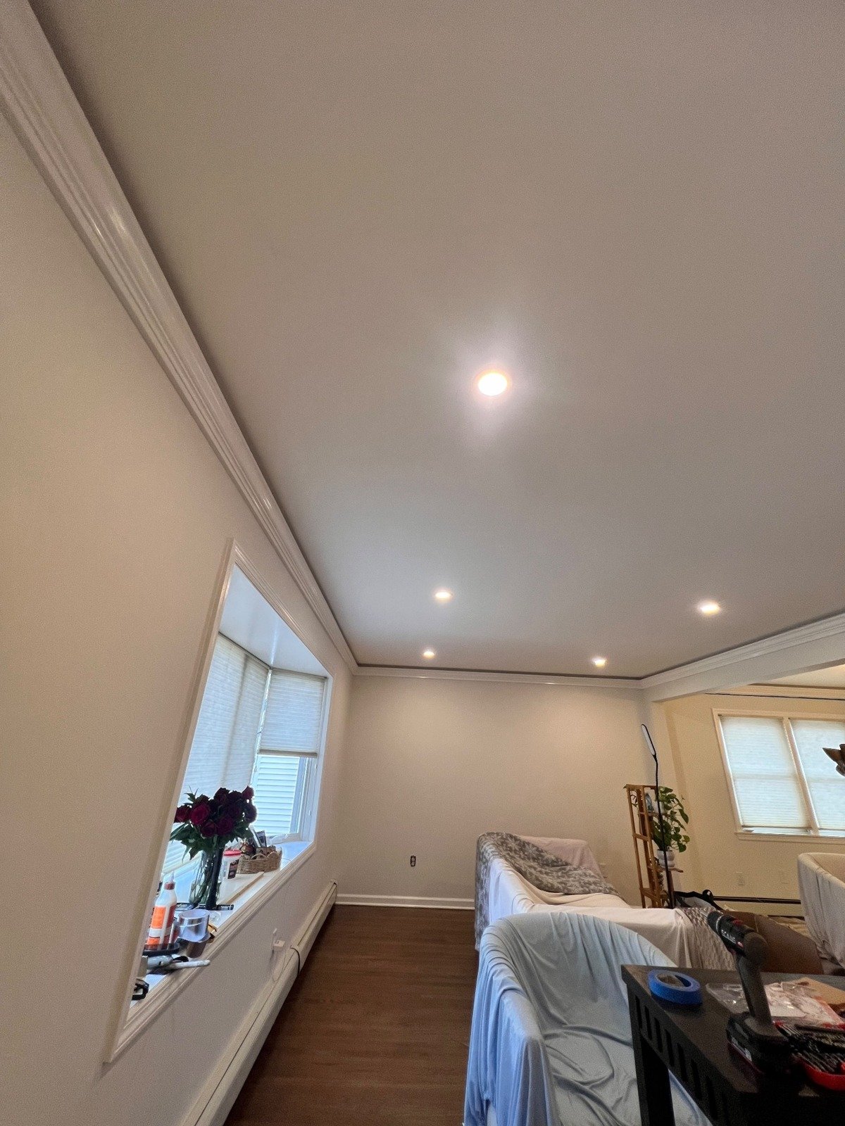 Interior renovation with recessed lighting